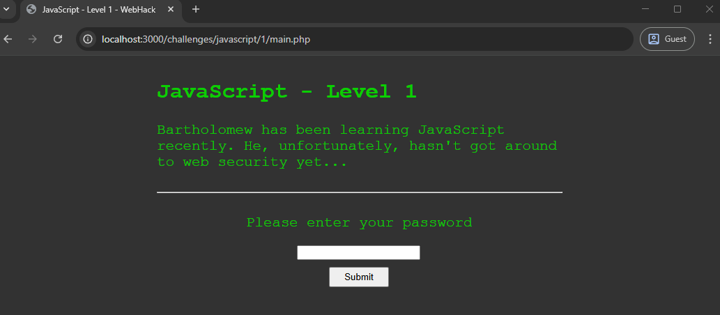 Level 1 of the JavaScript challenges